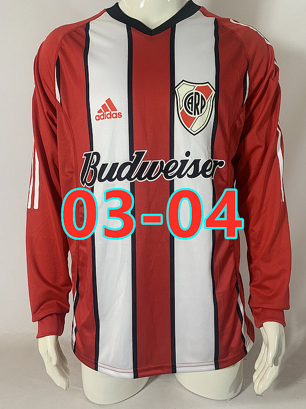 03-04 River Plate Away Retro Long Jersey S-2XL