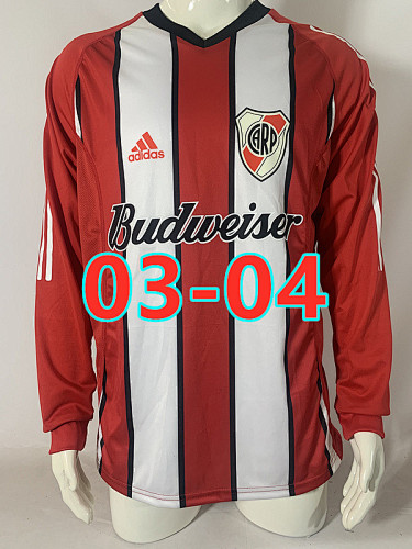 03-04 River Plate Away Retro Long Jersey S-2XL