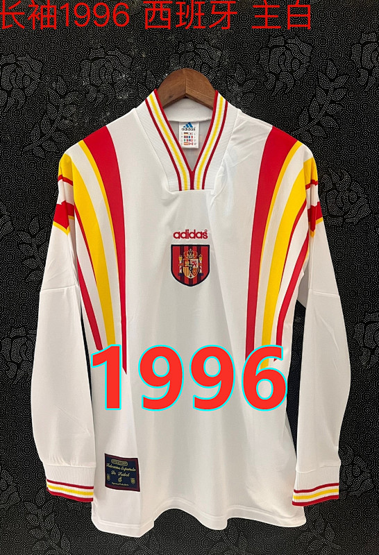 Spain Away Retro Fans Long Sleeve Jersey S-2XL