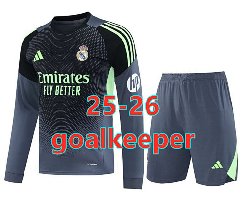 25-26 Real Madrid Goalkeeper Long Jersey+shorts Kit S-2XL