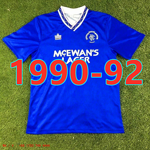 Rangers Retro Home TopThai Quality Jersey S-2XL