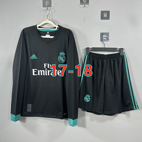17-18 Real Madrid Away Retro TopThai Long+shorts Kit S-2XL