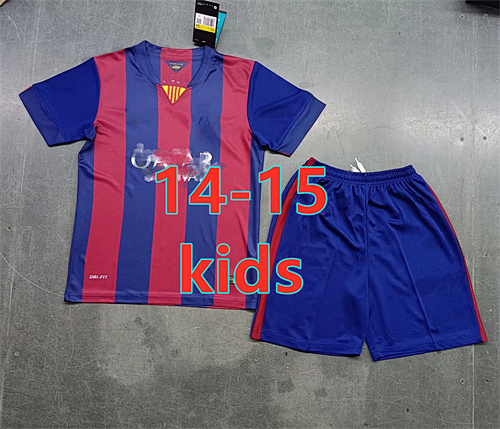 14-15 Barcelona Home Retro Kids Jersey+shorts Kit 16 -28