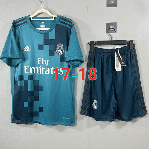 17-18 Real Madrid Third Retro TopThai Short+shorts Kit S-2XL