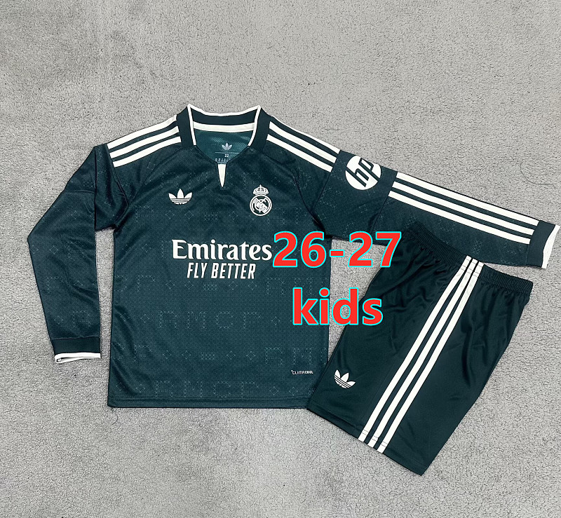26-27 Real Madrid Away Kids Long Jersey+shorts Kit 16 -28