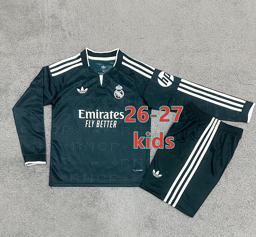 26-27 Real Madrid Away Kids Long Jersey+shorts Kit 16 -28