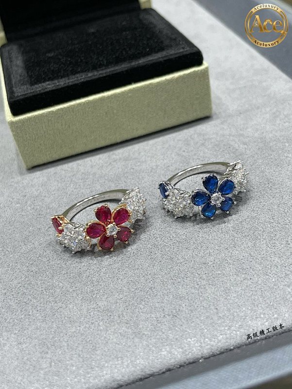 Red Corundum Floral Ring