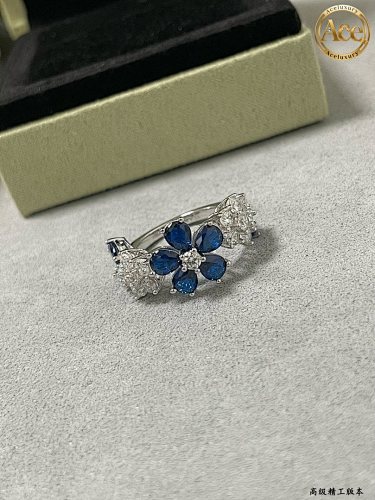 Blue Sapphire Floral Ring
