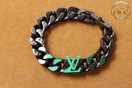 Macaron Black Green Letter Cuban Chain Bracelet