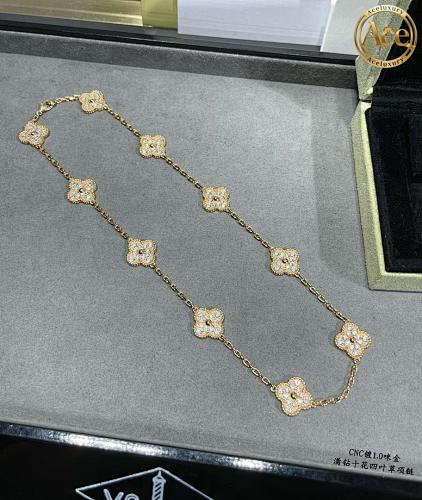 Premium Full Diamond Ten-Point Four-Leaf Clover Necklace