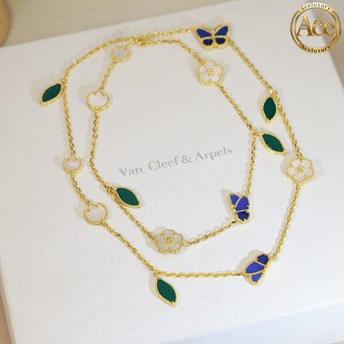 Blue Butterfly Necklace Multi-flower Necklace