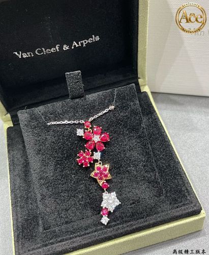 Red Diamond Floral Necklace