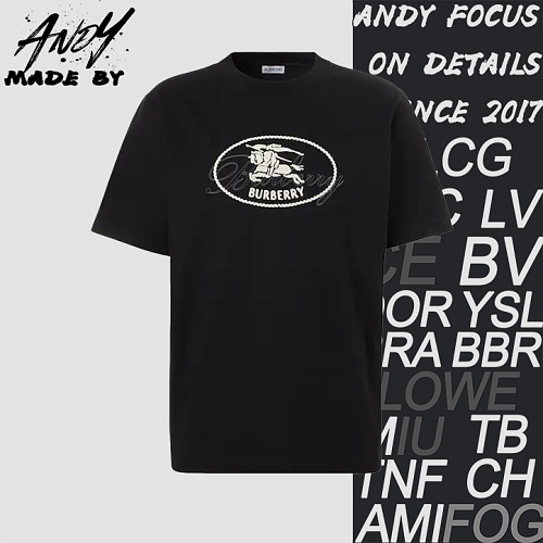 Burberry Bbr Short-Sleeve T-Shirt With Circular Chest Embroidery