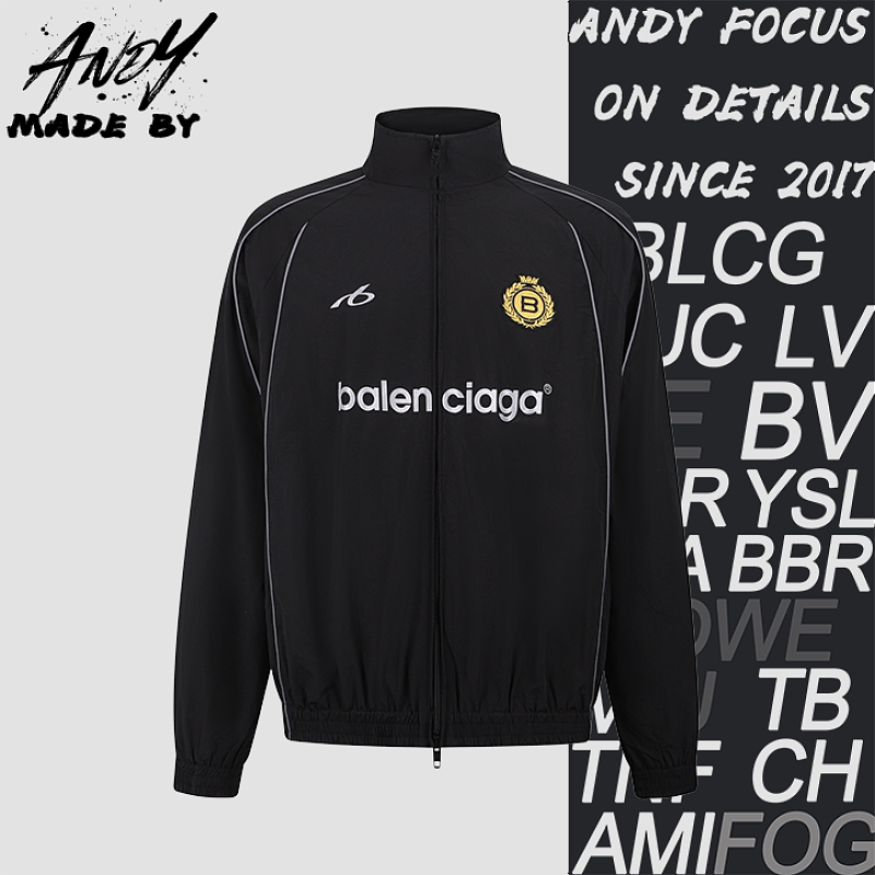 Balenciaga Soccer Embroidered Reflective Print Sports Jacket
