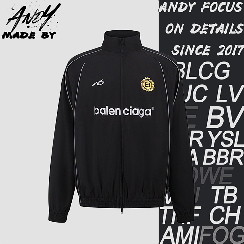 Balenciaga Soccer Embroidered Reflective Print Sports Jacket