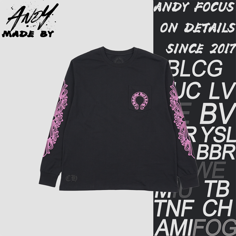 Crucifix Sleeve Sanskrit Scroll Print Long Sleeve - Black Pink