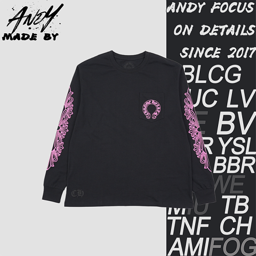 Crucifix Sleeve Sanskrit Scroll Print Long Sleeve - Black Pink