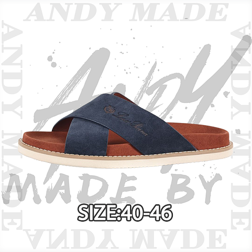 Cross-strap Flip-flops In Dark Blue And Brown
