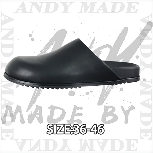 Calf Leather Toe Slippers Black
