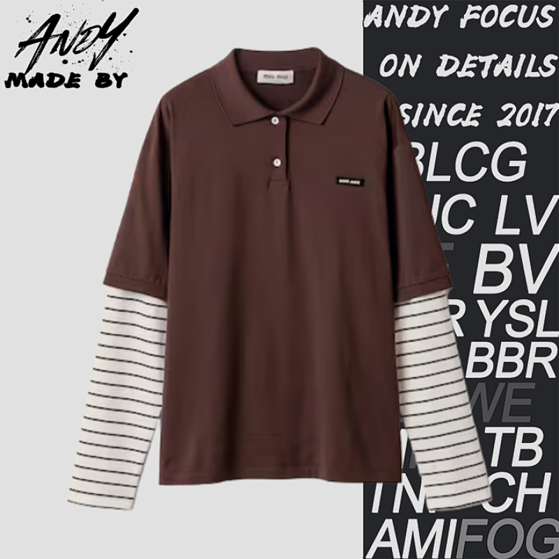 Brown Striped Polo Long Sleeve Thin