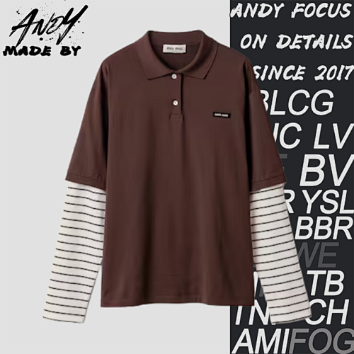 Brown Striped Polo Long Sleeve Thin
