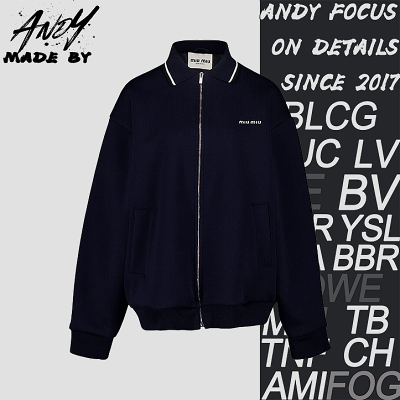Miu Miu Striped Letter Embroidered Jacket