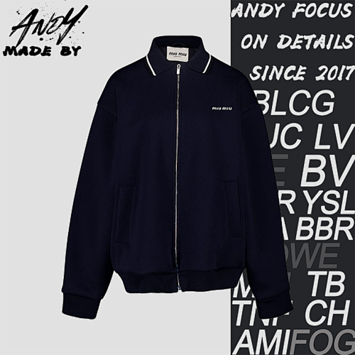 Miu Miu Striped Letter Embroidered Jacket