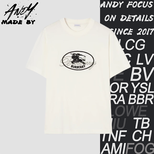 Burberry Bbr Short-Sleeve T-Shirt With Circular Chest Embroidery