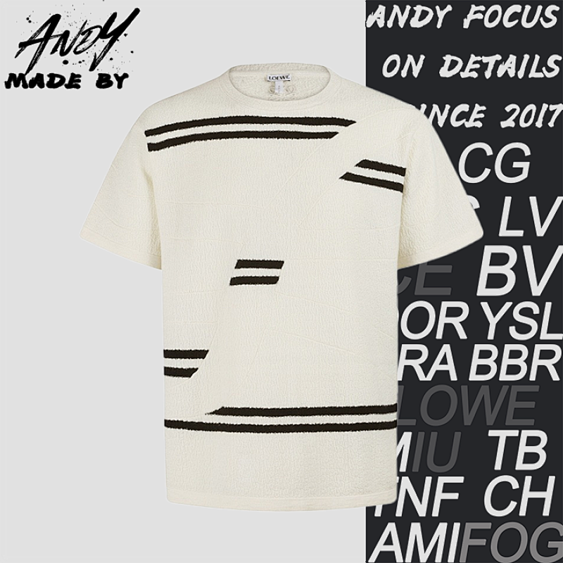 Textured Wool Crew Neck Embroidered T-shirt