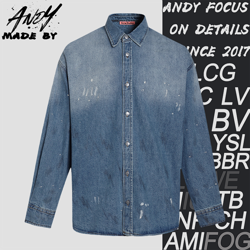 Acne Studios Loose-fitting Button-down Long-sleeved Shirt With Micro Logo