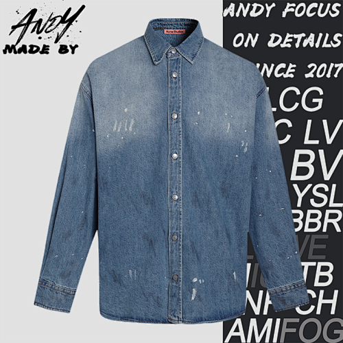Acne Studios Loose-fitting Button-down Long-sleeved Shirt With Micro Logo