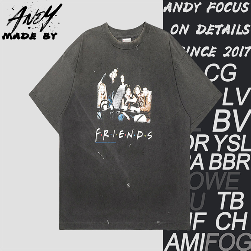 S M Friends Drinking Coffee Printed Short Sleeve