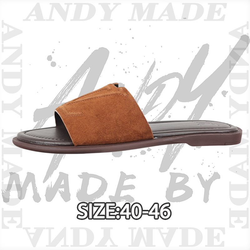 Cow Leather Open-Toe Slide Sandals Men's