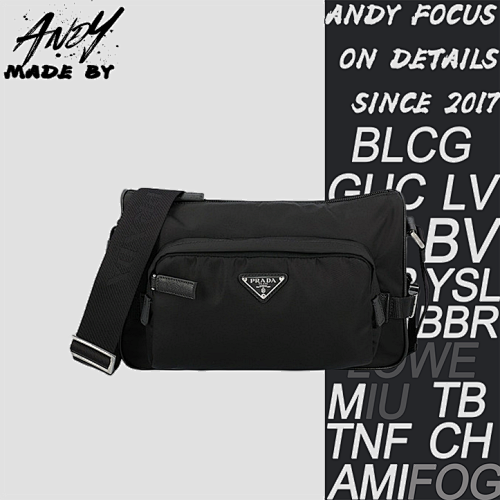 Prada Prd Triangle Logo Recycled Nylon Shoulder Bag