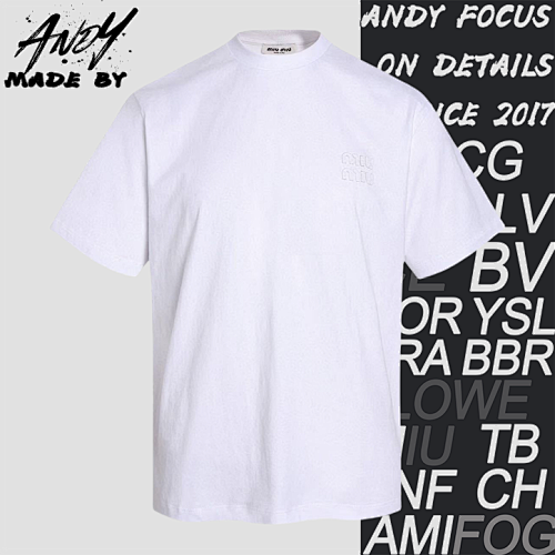 Miu Miu 18 Classic Letter Logo Pattern Short Sleeve