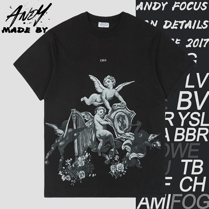 O FF Angel Harp Print Short Sleeve