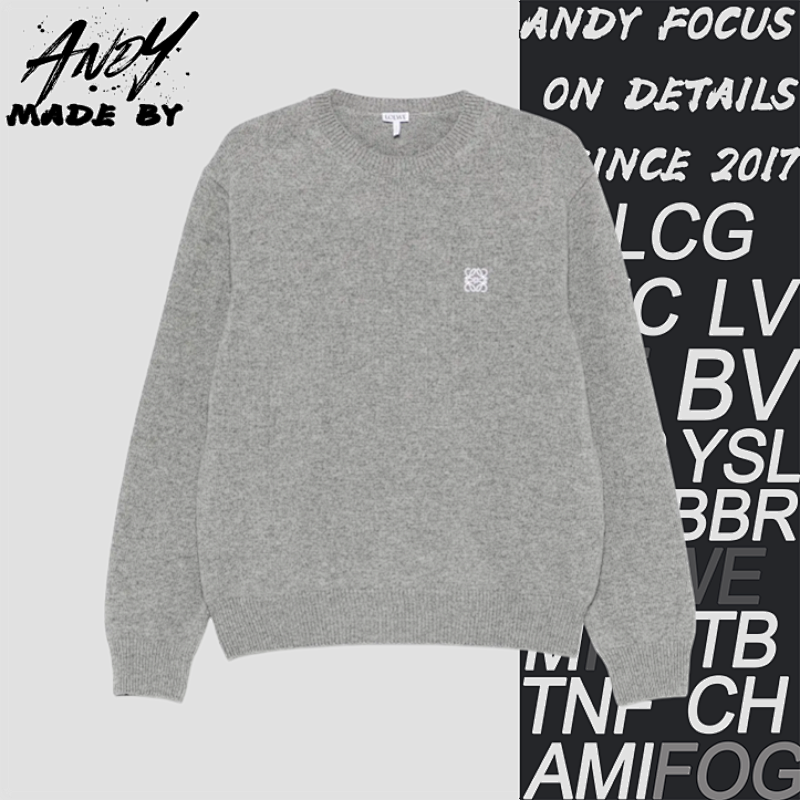 Embroidered Wool Sweater Crew Neck Sweater