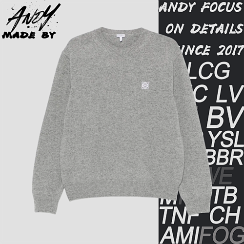 Embroidered Wool Sweater Crew Neck Sweater