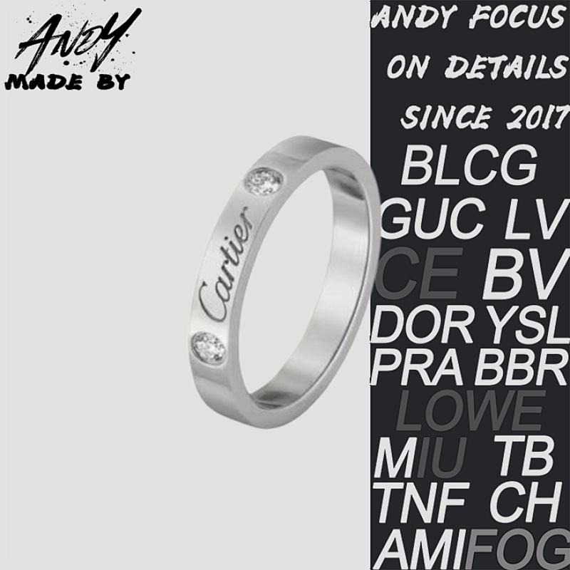 C Narrow Edition Single Diamond Letter Logo Ring In White Gold
