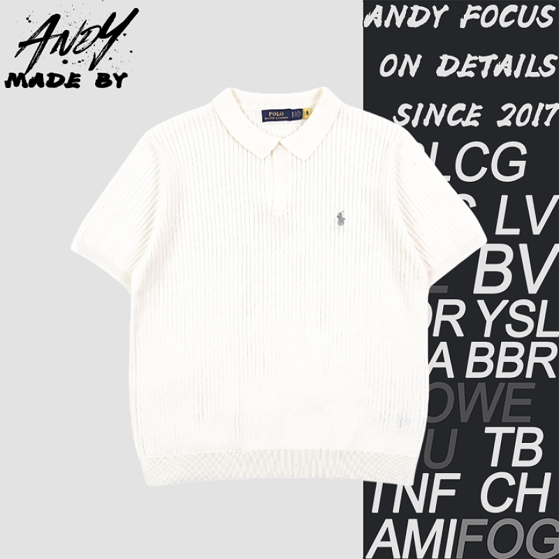 Vertical Striped Polo - White