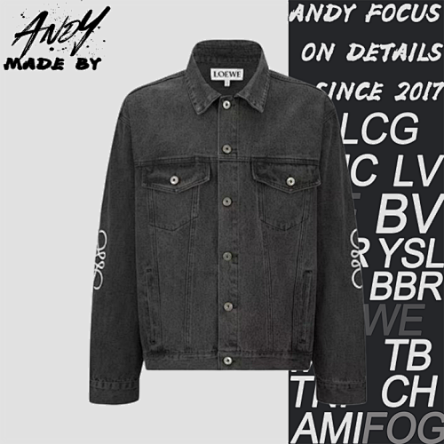 Loewe Laser Burnished Leather Logo Denim Jacket