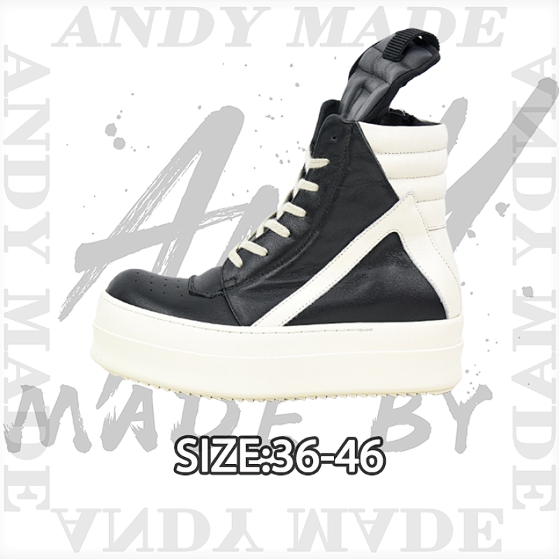 RO High-Top Leather Platform Shoes Black And White