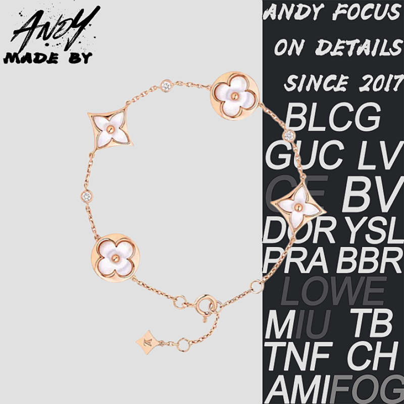 White Mother-of-pearl Rose Gold Inlaid 4-flower Bracelet