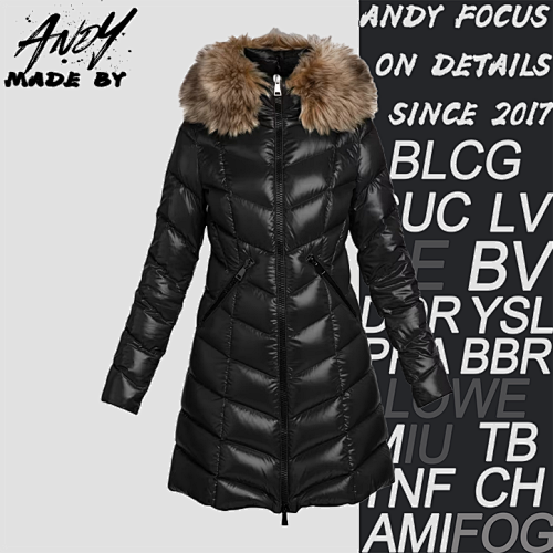 Moncler V-grid Fur Collar Down Jacket