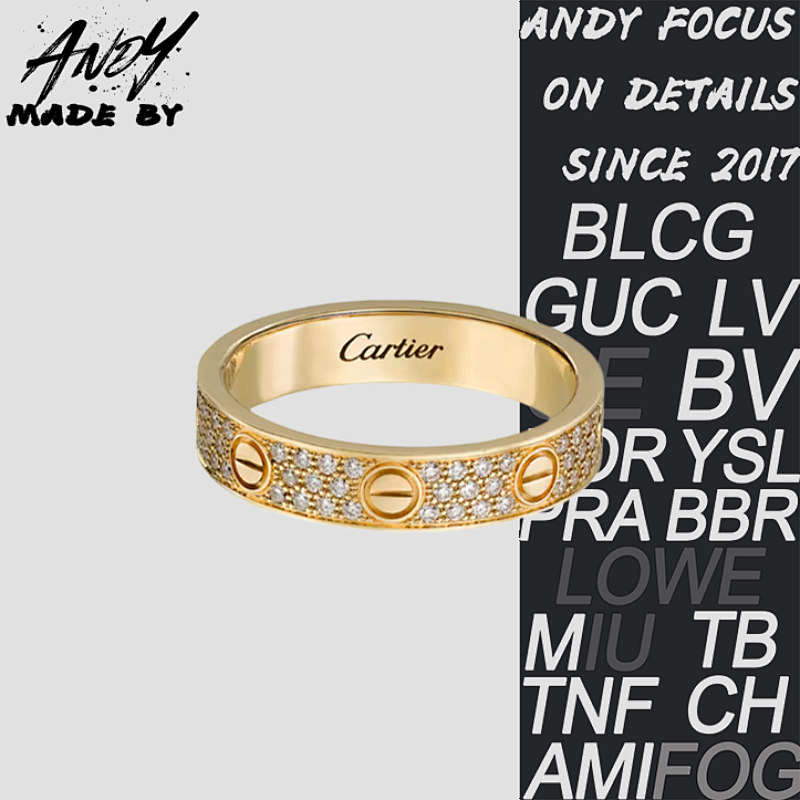 C Narrow Three Row Diamond Starry Sky Ring In Gold