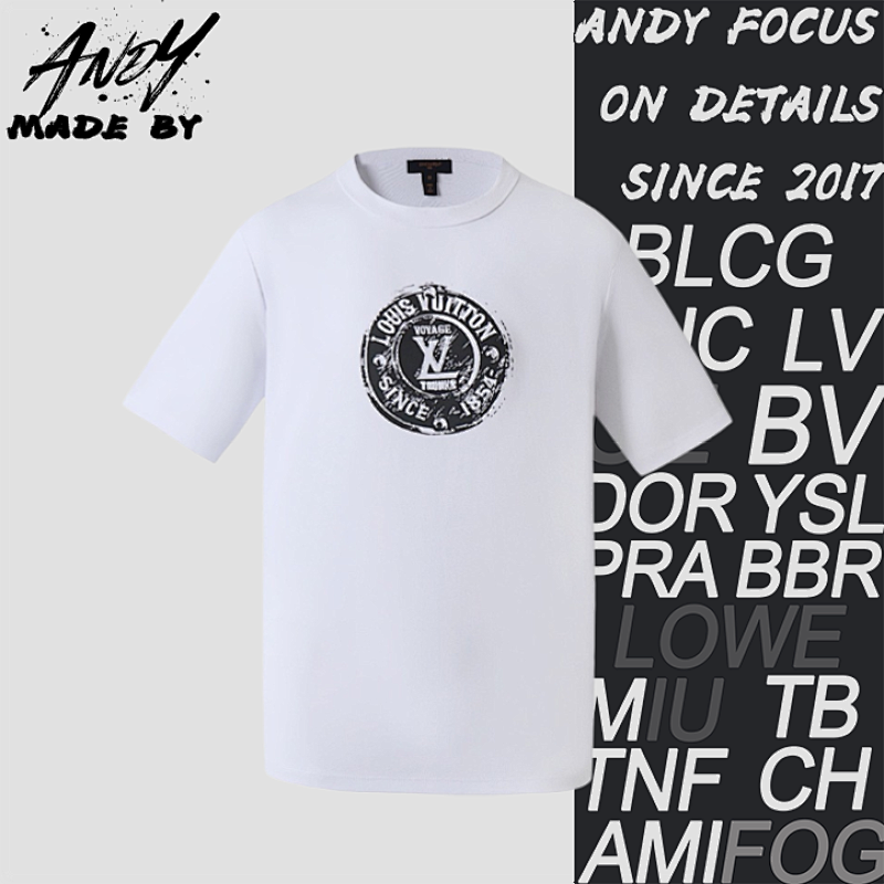Louis Vuitton Stamped Cotton Knit Crew Neck Short Sleeve
