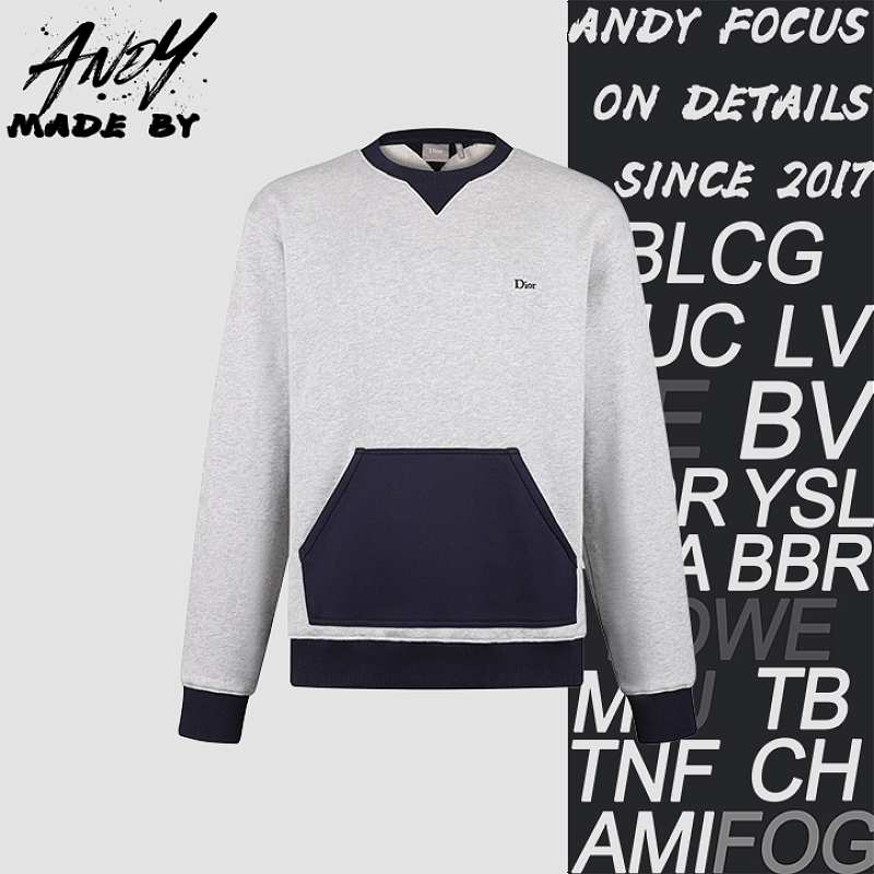 Cotton Blended Embroidered Logo Crewneck Sweatshirt