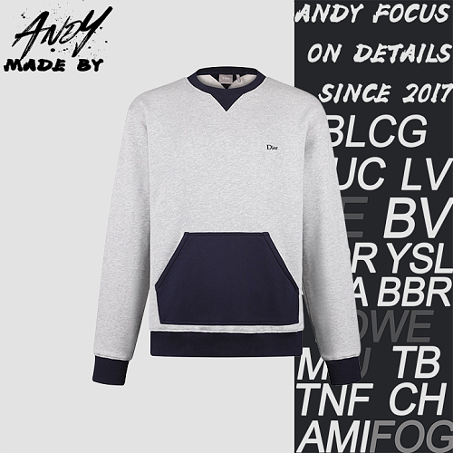 Cotton Blended Embroidered Logo Crewneck Sweatshirt