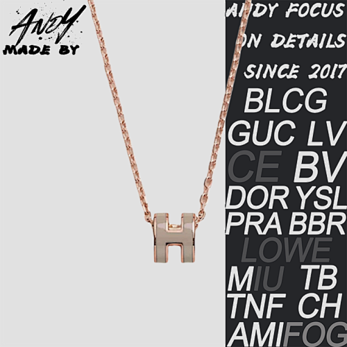 H Light Brown Mini Rose Gold Necklace Rose Gold