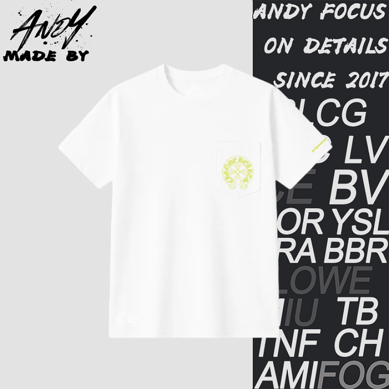Chrome Hearts CH Pocket Yellow Sanskrit Scroll Print Short-Sleeve